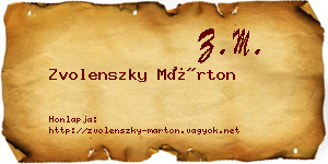 Zvolenszky Márton névjegykártya