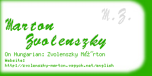 marton zvolenszky business card